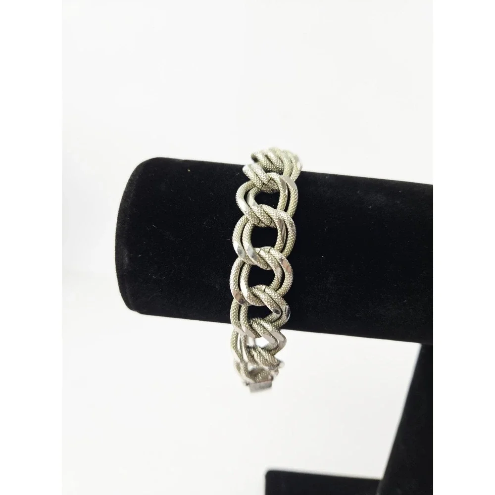 Vintage Napier Heavy Braided Bracelet Silver Tone Statement‎ 8